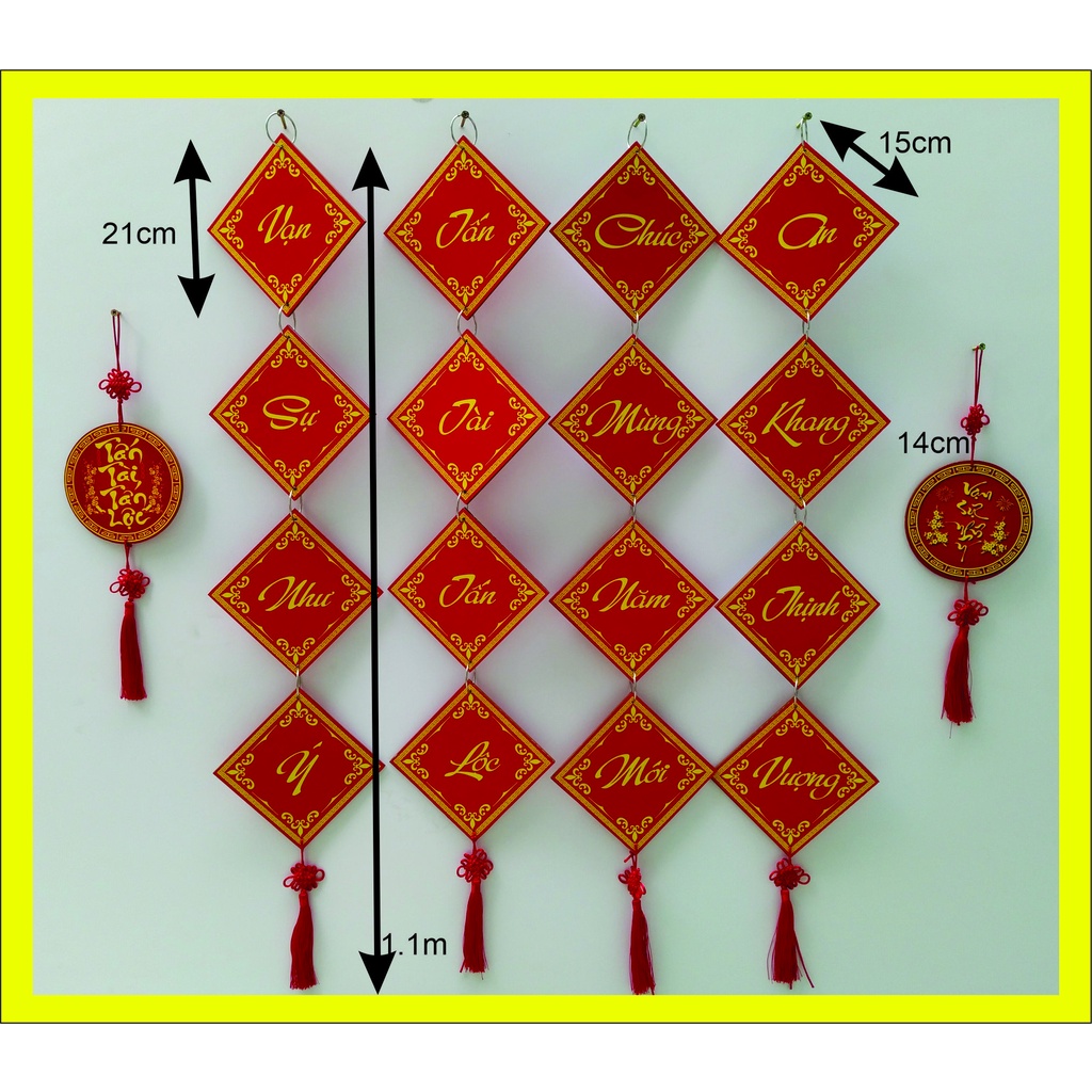 2 Câu đối đỏ,  dây liễng đỏ ,  đôi khánh treo trang trí tết.