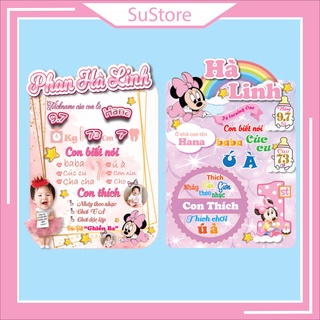 Bảng thông tin chibi ❤️FREESHIP❤️ Bảng thành tích cho bé trang trí sinh nhật, trang trí thôi nôi
