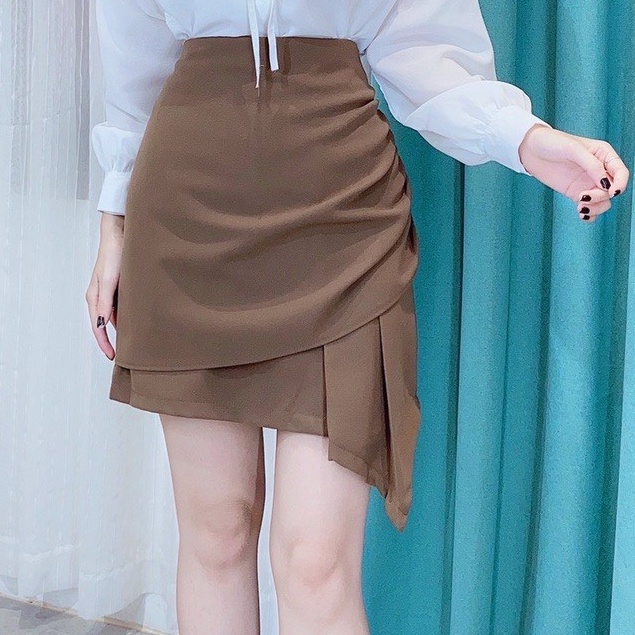 Chân váy chữ A LOZADO chân váy ngắn nữ phối vạt bèo kiểu dáng trẻ trung xinh xắn hàng đẹp CV527
