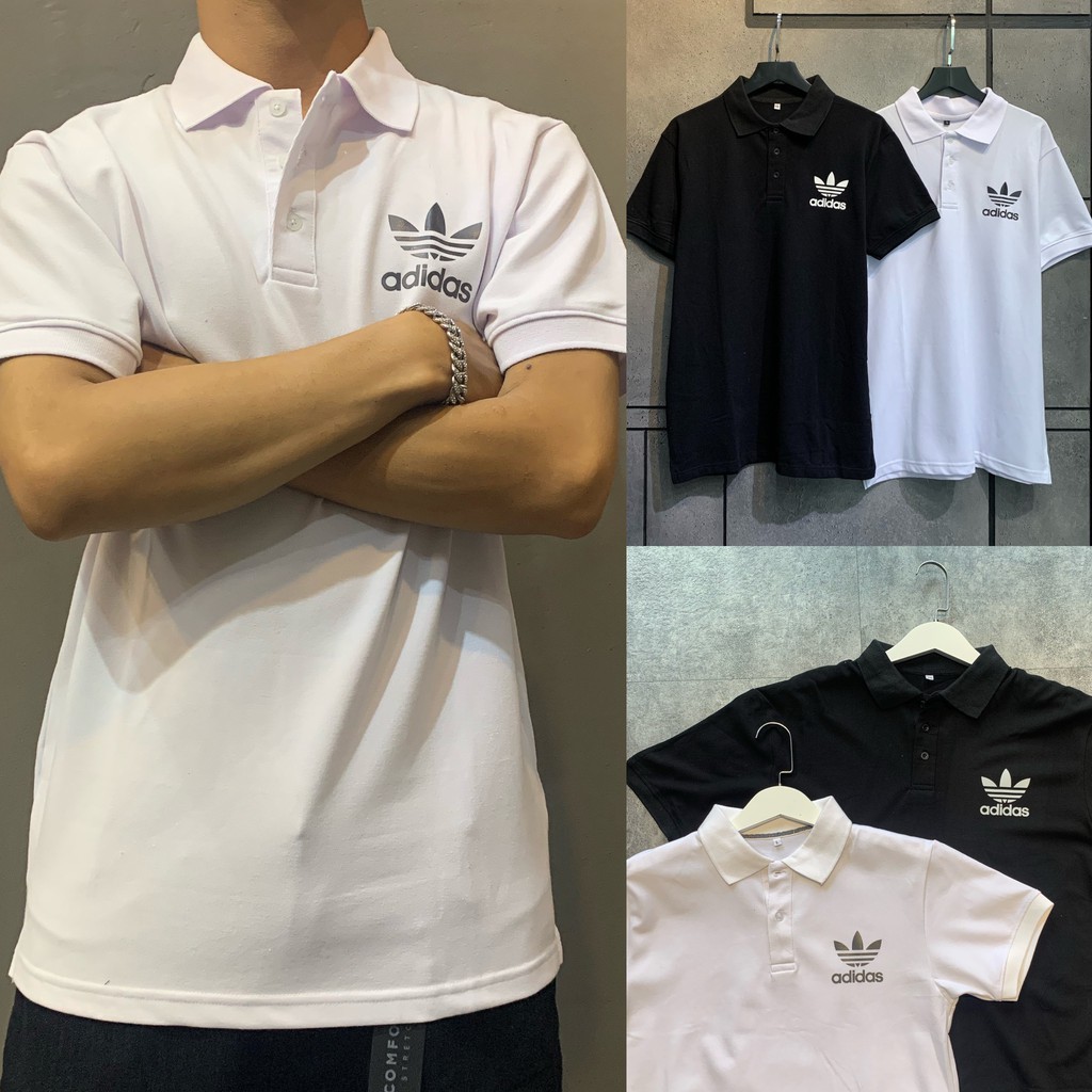 Áo polo tay ngắn có cổ ADJDAS SWOOSH (hình shop tự chụp) | BigBuy360 - bigbuy360.vn
