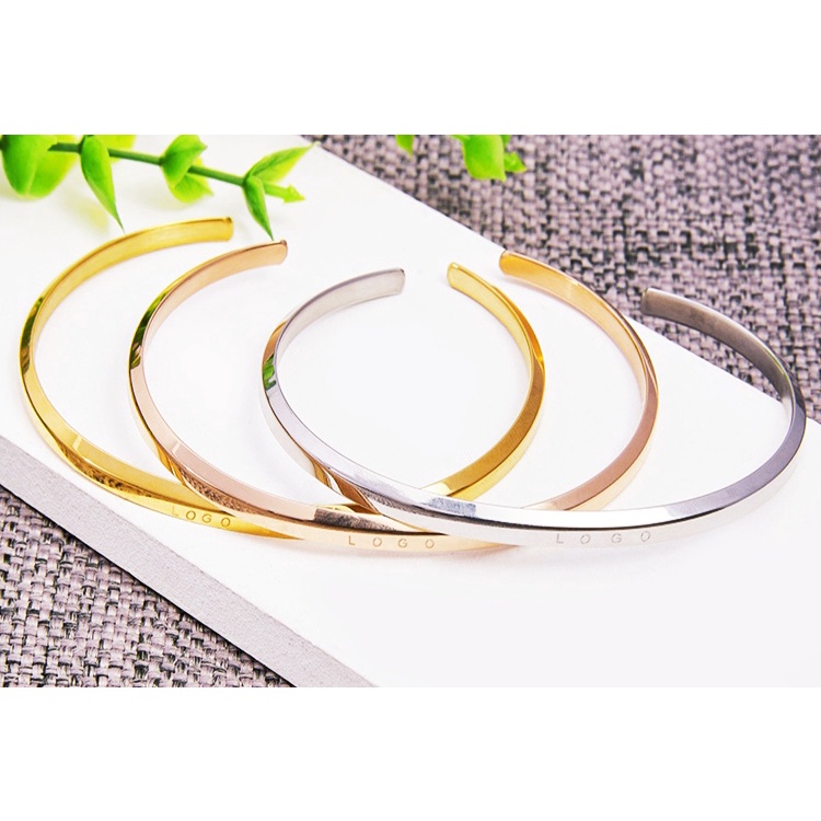 Giảm sốc Vòng cuff titan nologo unisex không sét không đen(Bảo hành 1 năm)