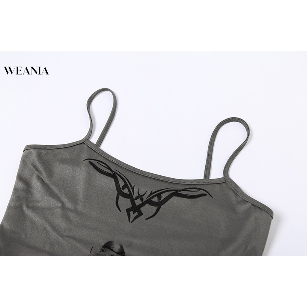 Bộ Áo Liền Quần Hai Dây Hở Lưng In Họa Tiết Gợi Cảm Cho Nữ D0402