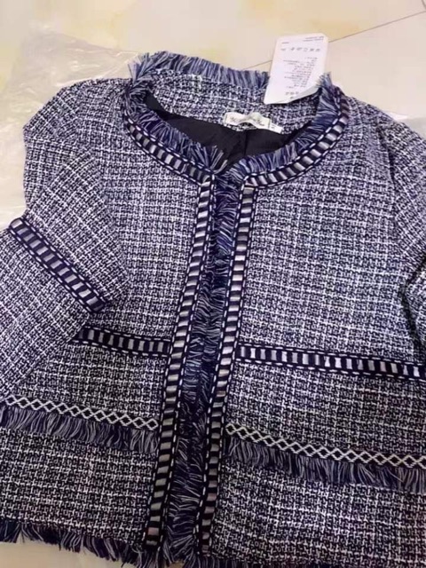 Áo khoác dạ tweed tua rua dáng ngắn hàng Qc( ảnh thật 3-7) | BigBuy360 - bigbuy360.vn