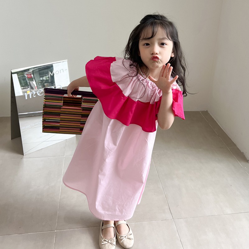 Đầm Công Chúa Không Tay Màu Trơn Nhấn Eo Thời Trang Mùa Hè Hàn Quốc Cho Bé Gái