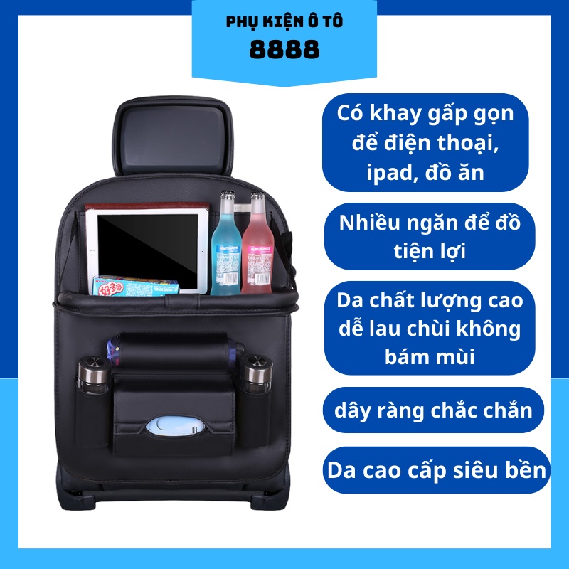 Túi da để đồ treo sau ghế ô tô, siêu đẹp, nhiều ngăn, nhiều túi, bền bỉ, thích hơp mọi loại xe - túi đựng đồ ly nước oto