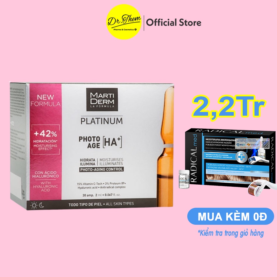 ✅[CHÍNH HÃNG] MartiDerm Vitamin C 15% - Ampoules Platinum Photo Age HA+ Tinh Chất Chống Lão Hóa, Sáng Da, Dưỡng Ẩm