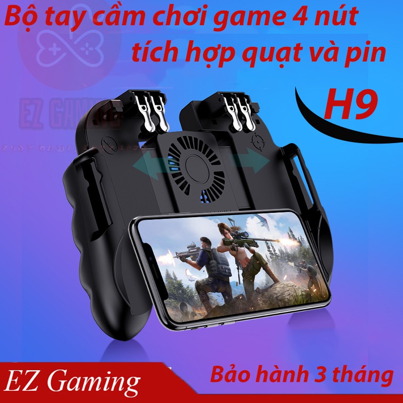 Tay cầm chơi game 4 nút tích hợp quạt tản nhiệt H9 mẩu mới 2020