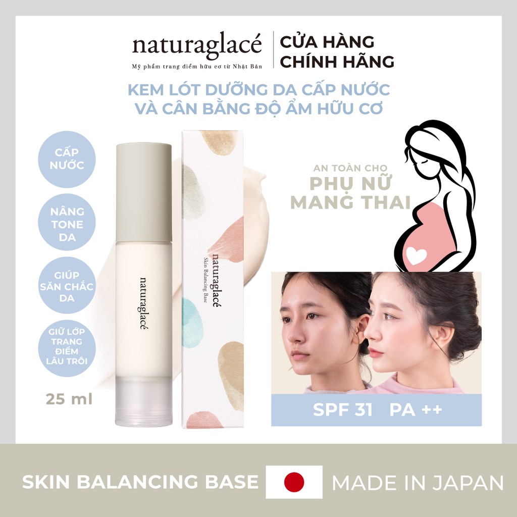 Kem lót hữu cơ naturaglacé Skin Balancing Base (Màu trắng) dưỡng ẩm, cấp nước, 25ml