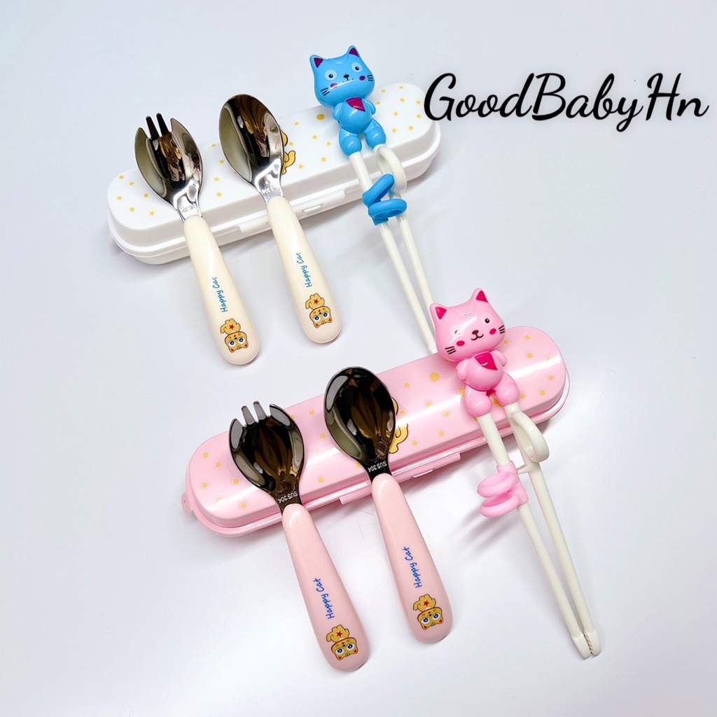 Set thìa dĩa đũa 3 chi tiết tập ăn dặm cho bé  𝐃𝟒𝟒