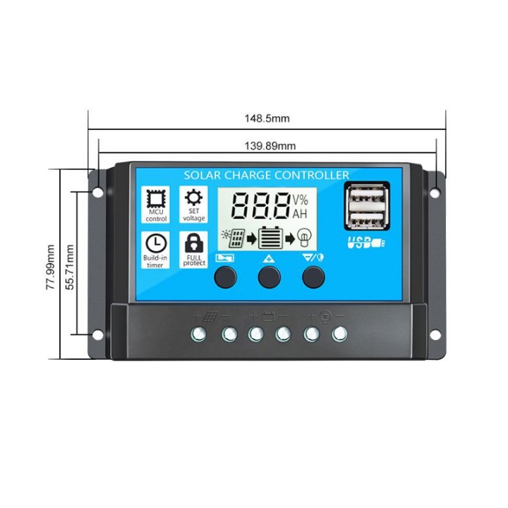 Bộ điều khiển sạc năng lượng mặt trời PWm 30A 12v 24v