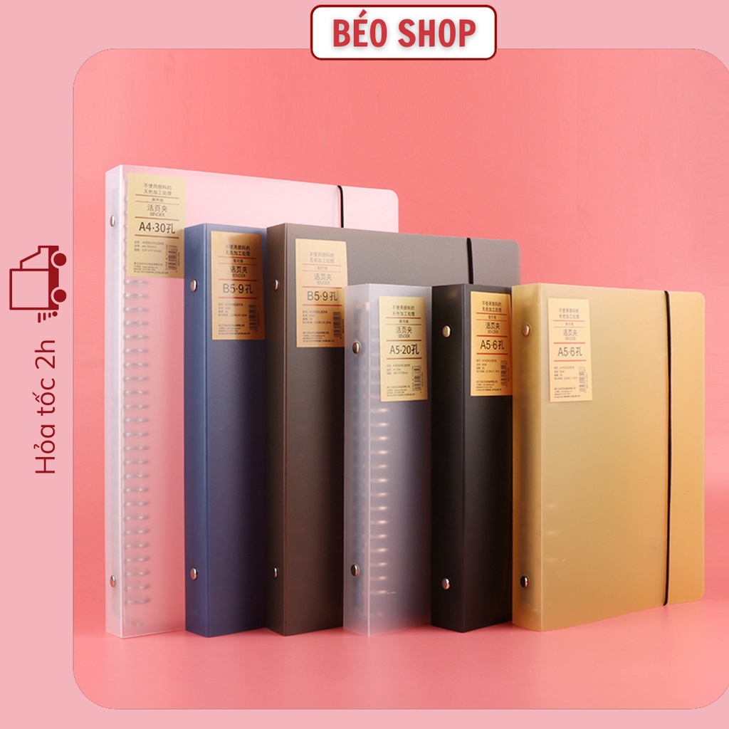 Bìa sổ còng A6 A5 B5 6 9 binder còng Béo shop bìa nhựa chống nước làm sổ tập lưu trữ tài liệu planner bullet journal