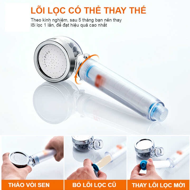 Vòi sen YC-300 tăng áp lõi lọc nước khử khuẩn Hàn Quốc - Tặng thêm 1 lõi lọc - NK