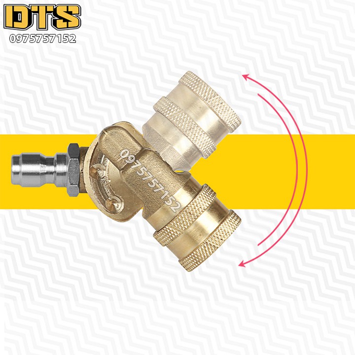 Khớp xoay điều chỉnh 3 góc   nối nhanh béc súng xịt rửa của máy rửa xe - Ren nối nhanh 1/4 inch