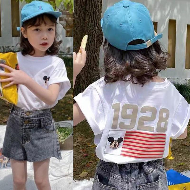 Áo Thun Thể Thao Tay Ngắn In Hoạt Hình Dễ Thương Cho Bé Gái Từ 2-7 Tuổi