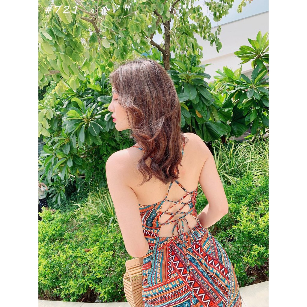 Đầm maxi thổ cẩm đan lưng [Đầm_maxi_thổ_cẩm] | BigBuy360 - bigbuy360.vn