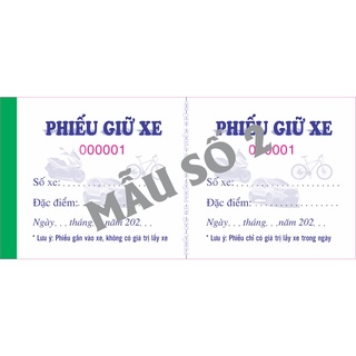 Phiếu giữ xe in sẵn - block 100 cuốn