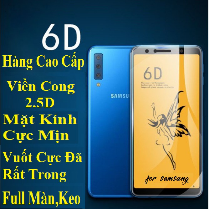 Kính cường lực cao cấp 6D viền bo cong 2.5D mặt kính trong, trơn, mịn cho ss galaxy J7pro/J7 prime/J7 plus