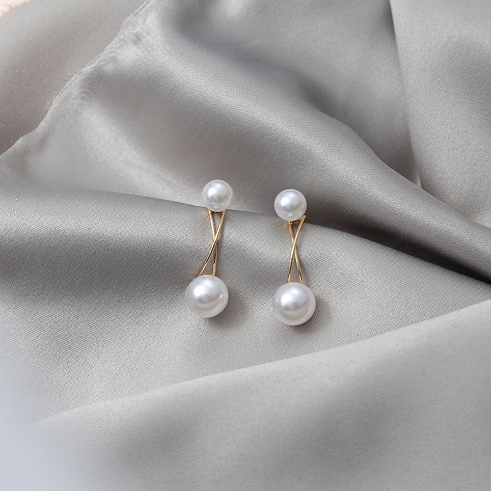 Hoa Tai Dáng Dài Hình Thánh Giá Đính Ngọc Trai Nhân Tạo Thời Trang