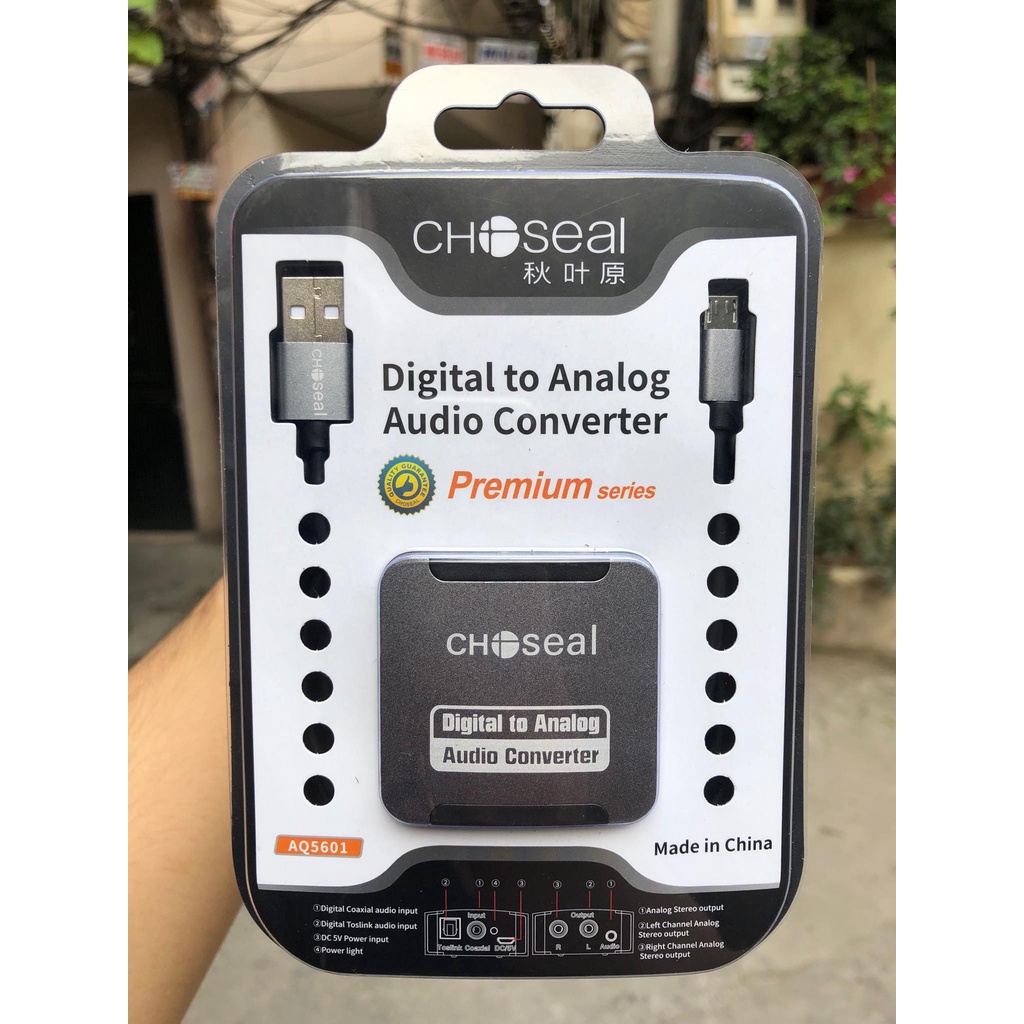 Bộ chuyển đổi âm thanh quang Choseal DAC từ cổng optical Smart TV, TV Box... ra loa, âm ly + Tặng kèm dây quang