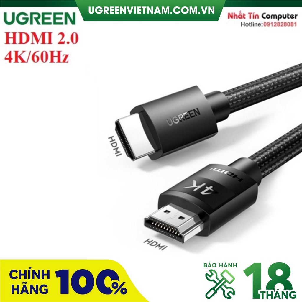 Cáp HDMI 2.0 dài 1M 2M 3M bọc nylon hỗ trợ độ phân giải 4K@60Hz Ugreen cao cấp