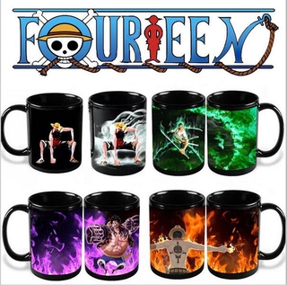 Anime One Piece Cốc Cà Phê Nhiệt Nhạy Cảm Trà Sữa Cốc Đen Đổi Màu Magic Cup