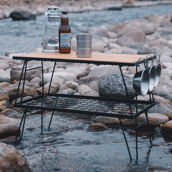 Bàn Gấp Dã Ngoại, Kệ Để Đồ Du Lịch Dã Ngoại, Bàn Xếp Cắm Trại Camping - Combo Bàn Thớt