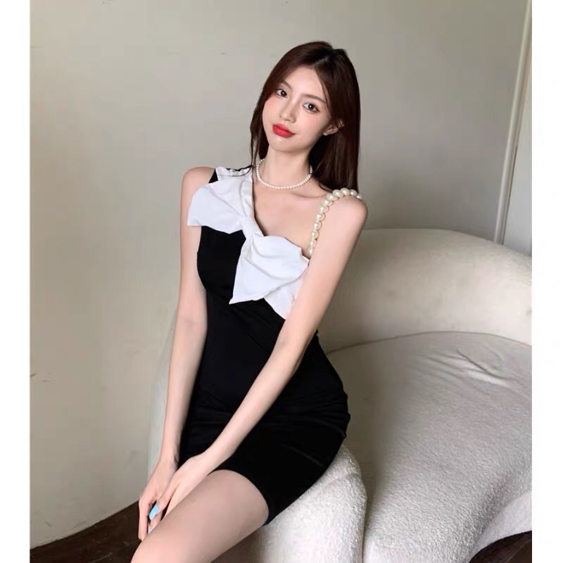 Đầm ôm nơ chéo dây hột xoàn dễ thương giá rẻ