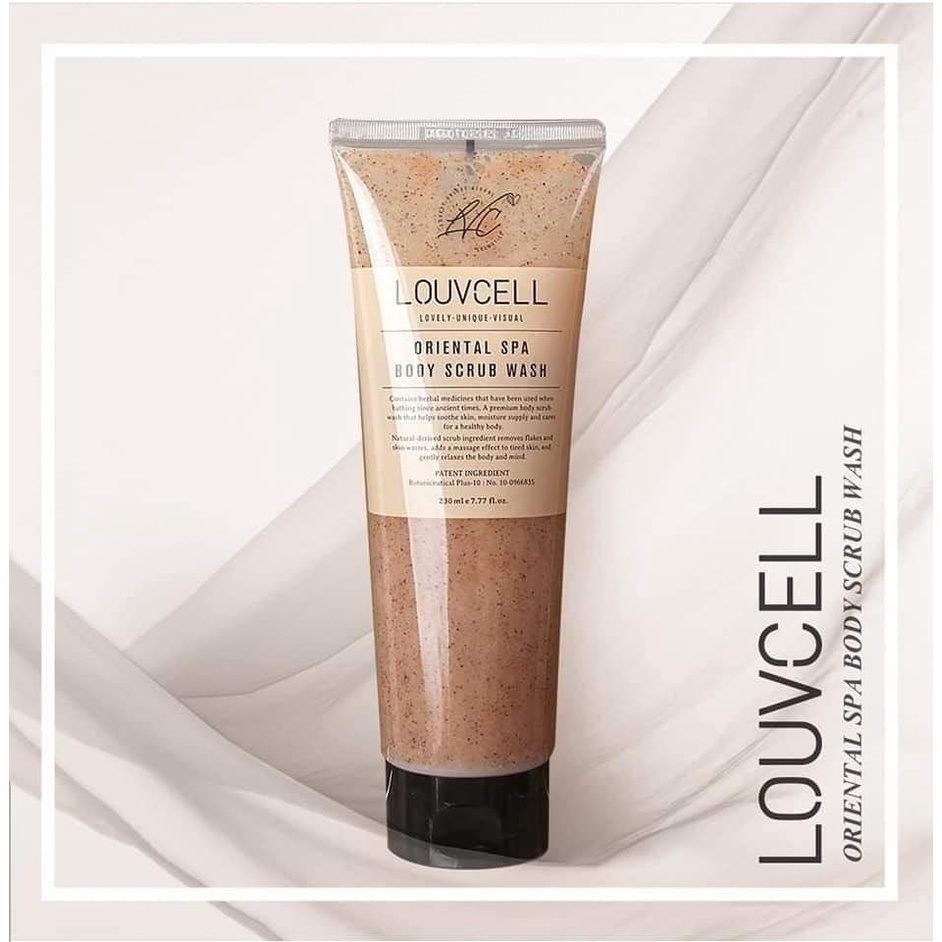 Tẩy Da Chết Louvcell Oriental Spa Body Scrub Wash 230ml Tặng 5 mặt nạ chỉ tơ Louv Cell