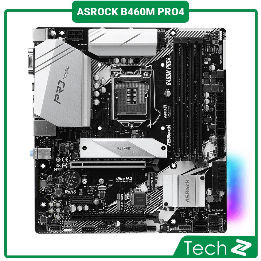 Mainboard ASROCK B460M PRO4 (Intel B460, Socket 1200, m-ATX, 4 khe Ram DDR4) | BigBuy360 - bigbuy360.vn