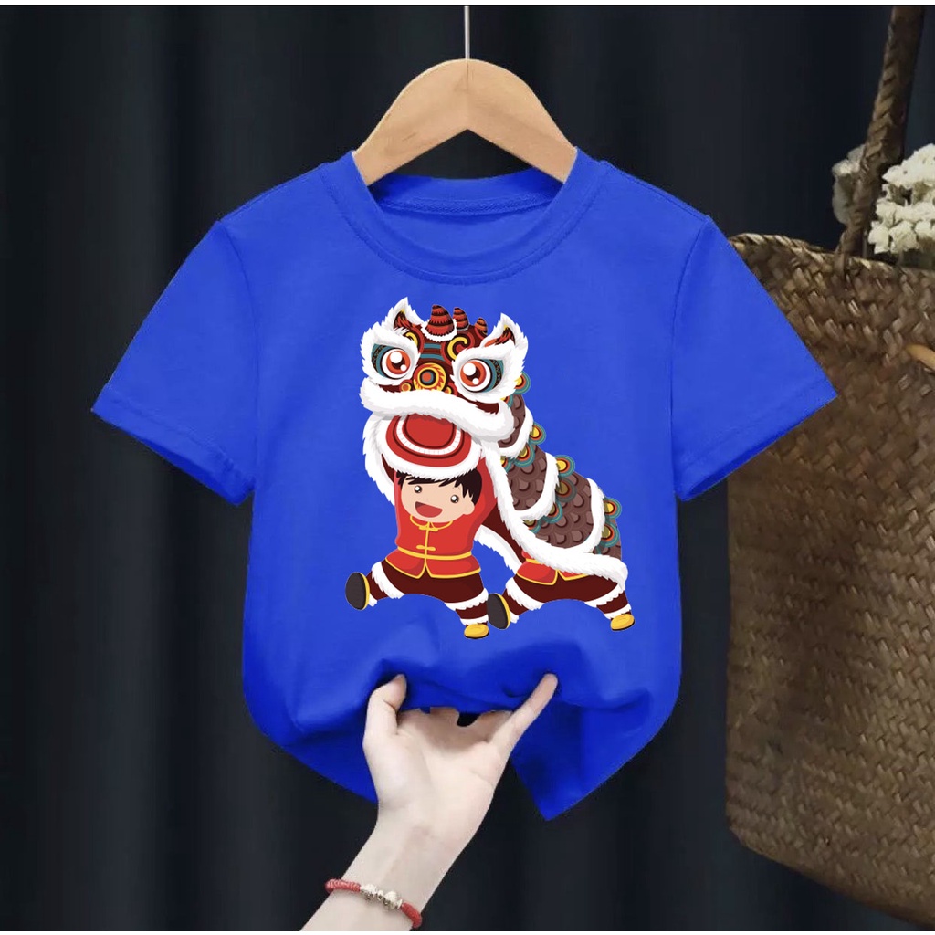 Áo thun tết hình cậu bé múa lân ,áo cho bé từ 6kg-30kg.AT04.