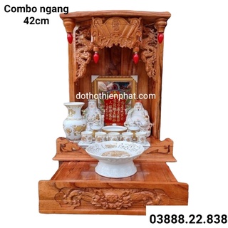 Combo bộ bàn thờ gỗ xoan ngang 42cm mẫu mới rất đẹp