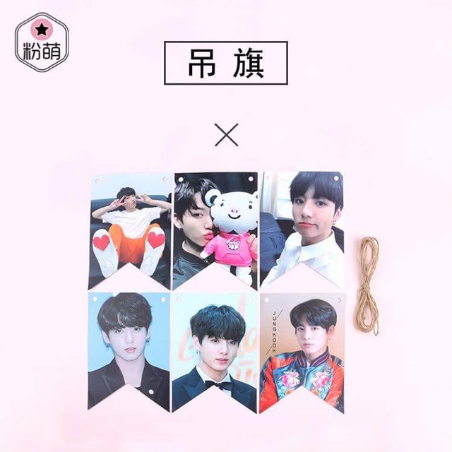 Cờ BTS, cờ treo tường hình BTS, V, JungKook, cờ trang trí BTS