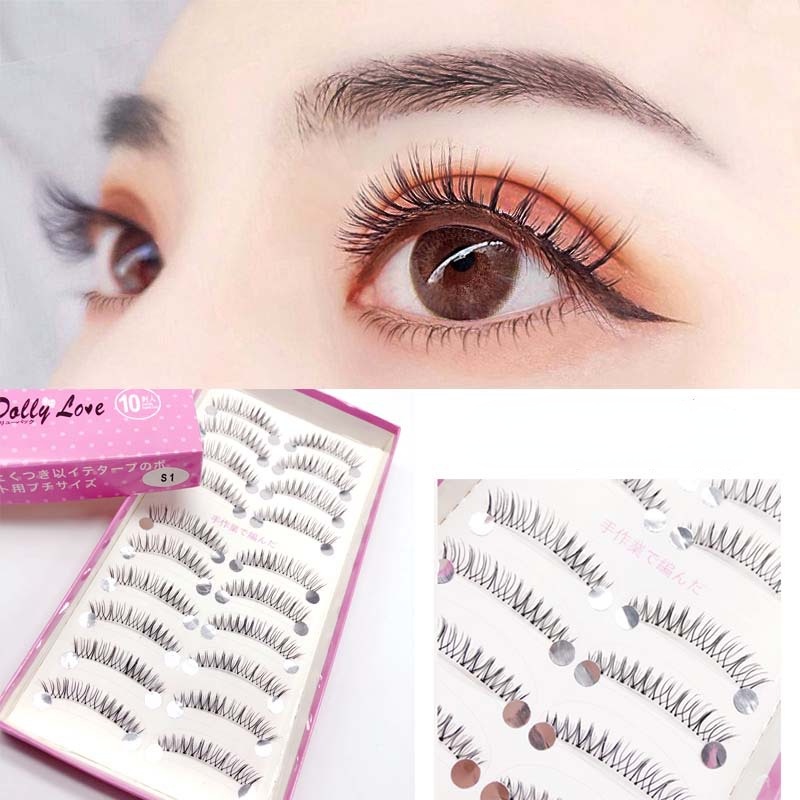 Set 10 Cặp Lông Mi Giả 3D Mềm Mại Dày Dặn Màu Đen Có Thể Tái Sử Dụng