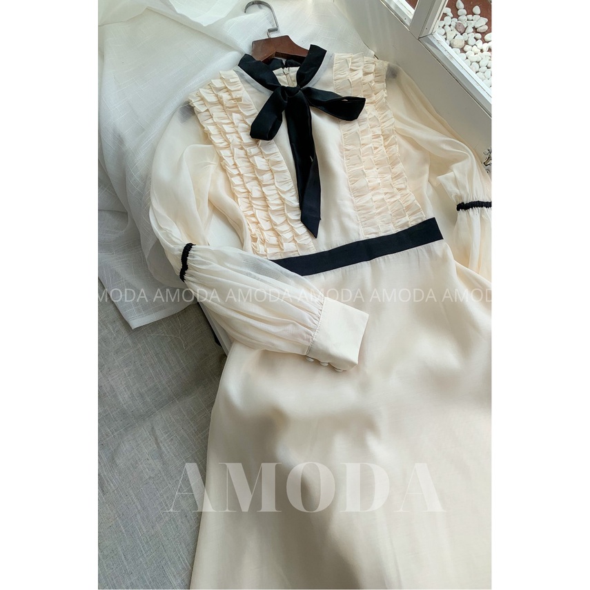Váy nữ đầm thiết kế  xinh dáng dài tiểu thư dài tay sang chảnh  cao cấp ôm eo  cho nàng đi làm đi chơi AMODA VD001 | BigBuy360 - bigbuy360.vn