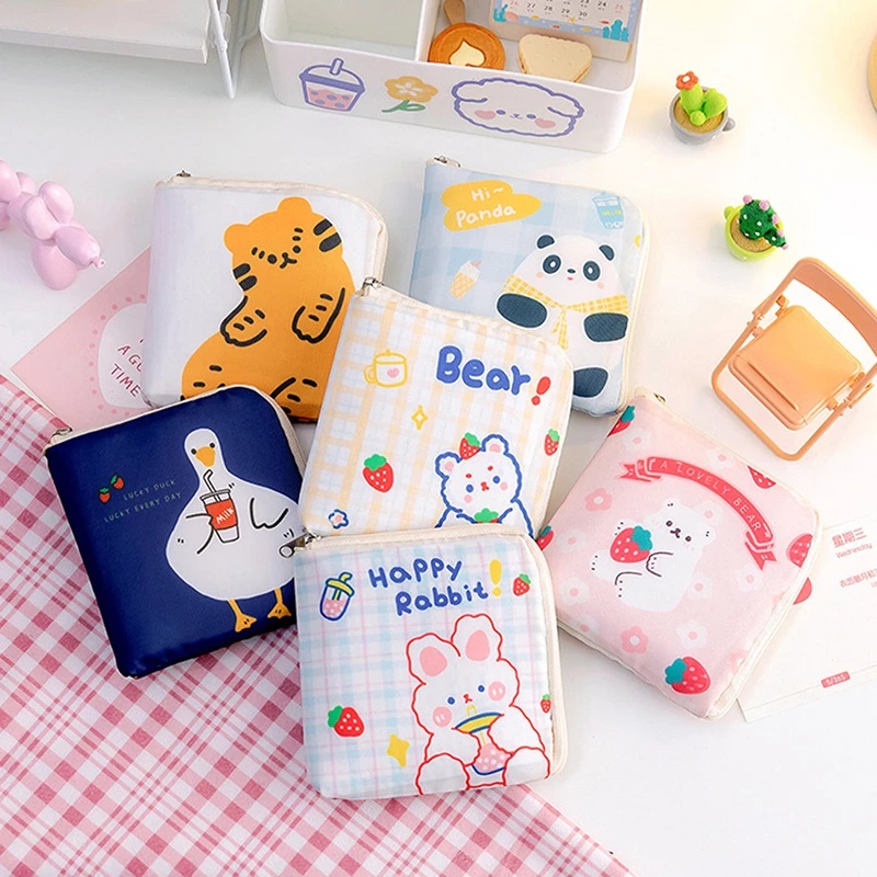 Túi Đựng Khăn Giấy / Túi Đựng Mỹ Phẩm / Tiền Xu Mini In Họa Tiết Hoạt Hình Dễ Thương Cho Nữ