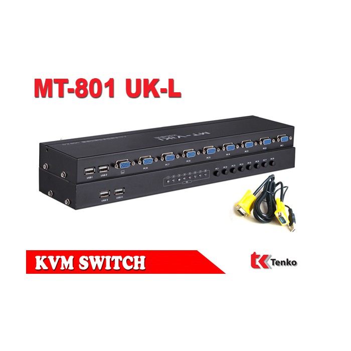 Bộ Switch KVM 8 port  KVM 1-8, 8 cây ra 1 màn hình chính hãng MT-Viki, Bộ gộp 8 máy tính ra 1 màn hình KVM 8 port MT-Vik