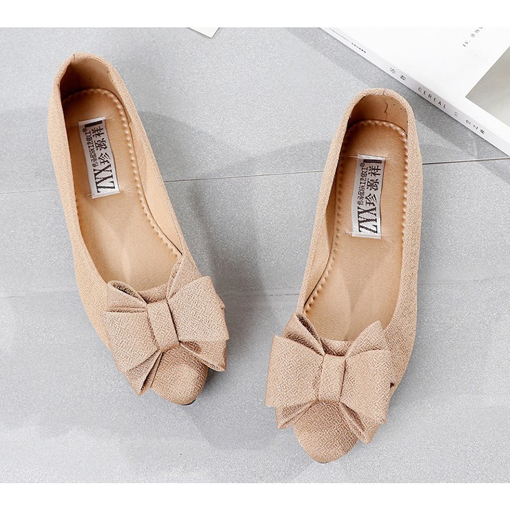 [FORM RỘNG] Giày búp bê đính nơ mũi nhọn chất đẹp kiểu dáng sang trọng | BigBuy360 - bigbuy360.vn