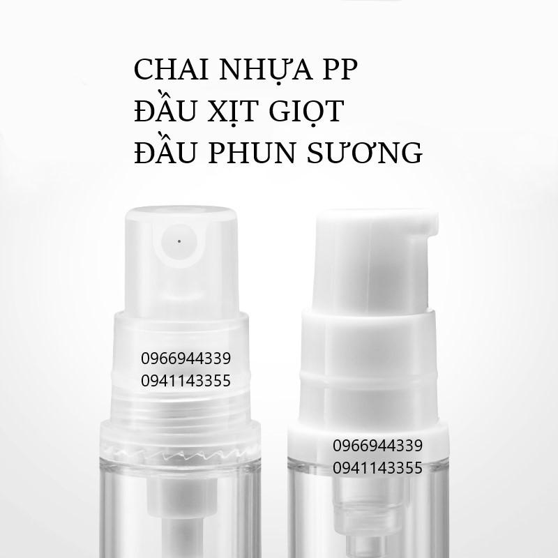 Chai chân không 5ml 10ml 15ml chiết nước hoa toner serum tinh dầu gel du lịch