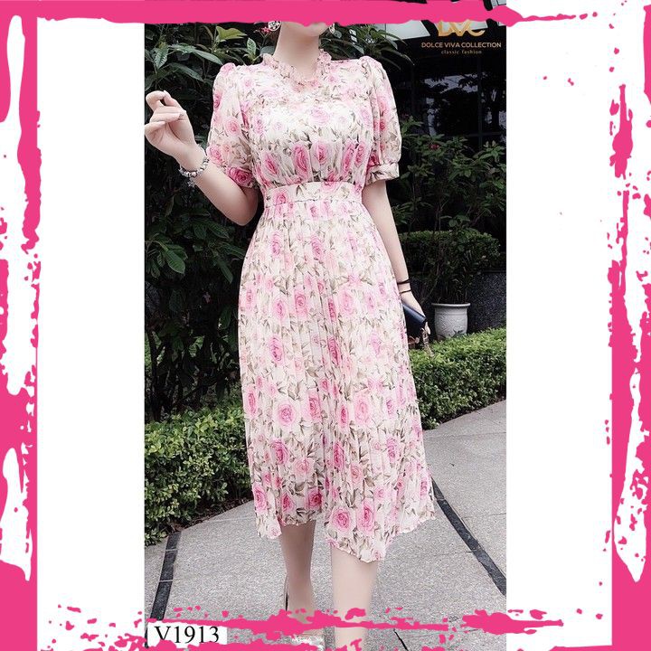 👗VÁY HOA NHÍ XẾP LY, XOÈ NHẸ, VÁY THIẾT KẾ DVC (ĐẦM THIẾT KẾ) Cao Cấp - PK Official👗FREESHI🔥