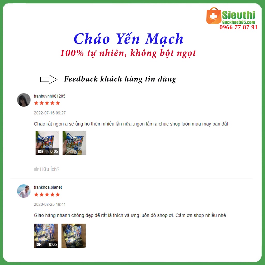 Cháo Yến Mạch Gạo Lứt dùng cho người tiểu đường, ăn chay, ăn dưỡng sinh gói 50g Siêu Thị Sức Khoẻ 365