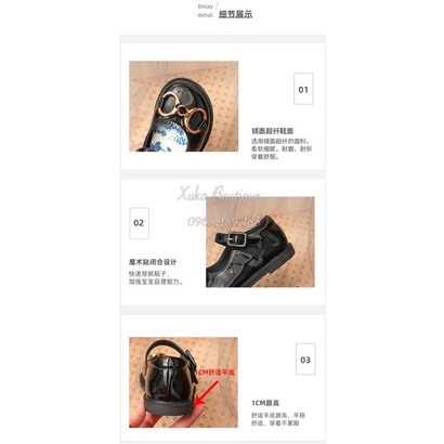 Giày Búp Bê GC Hoa Văn Cao Cấp Bé Gái