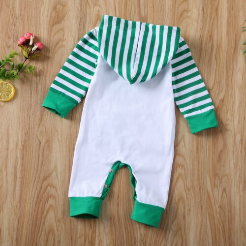 ☞❀❤♕GOABaby Boy Girl Romper My First St.Patrick´s Day Clover Striped Pocket Long Sleeve Bodysuit Spring Clothes