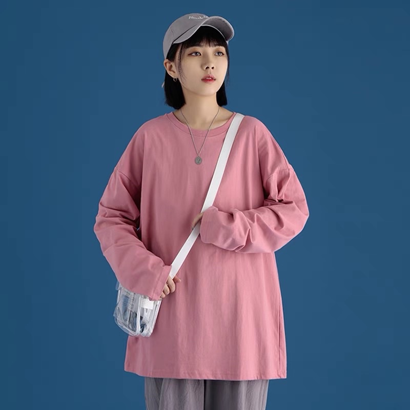 Áo thun trơn tay dài form dáng unisex cho nam nữ giá rẻ