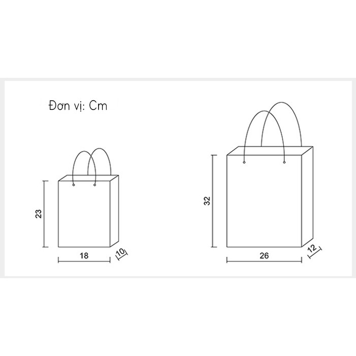 Túi đựng quà phong cách Nhật Bản hình chữ nhật đứng, túi quà sinh nhật giấy màu xám/ trắng