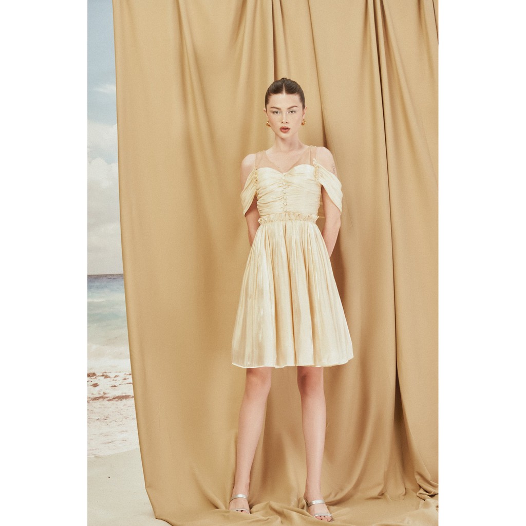 MAVEN - Váy xoè Ponita Beige Dress