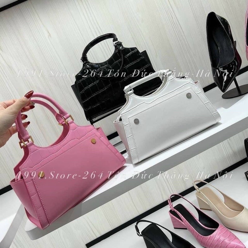 Túi pê rô vân rắn phối có quai cầm size 23cm chuẩn xxuất sinn 0024#