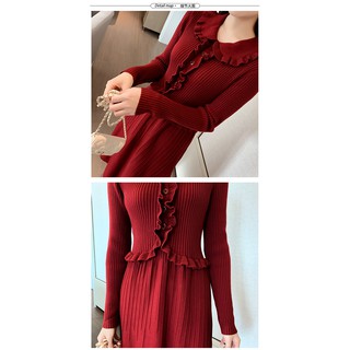 Váy cho con bú, chất len, dáng xòe xếp li