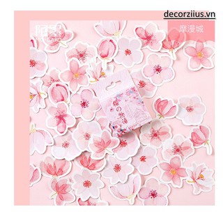 Hộp 45 sticker hình dán hoa anh đào xinh xắn trang trí sổ tay, planner, bullet journal