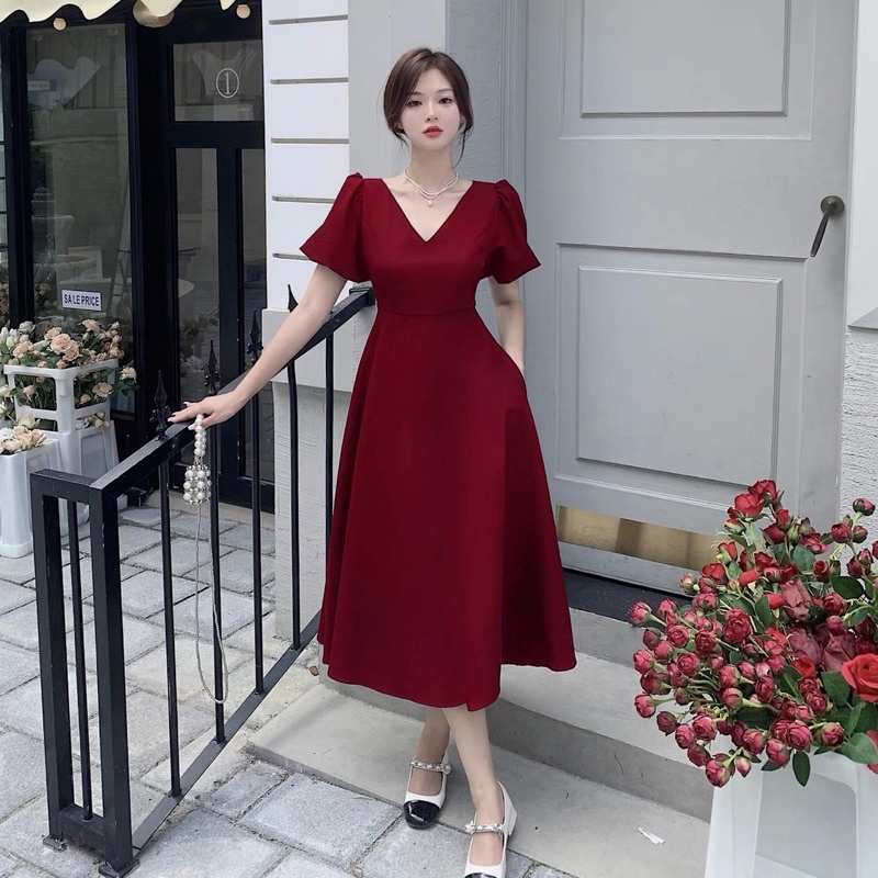 Đầm maxi cổ V Big size dành cho khách ngoại cỡ có túi từ 60-90 ký