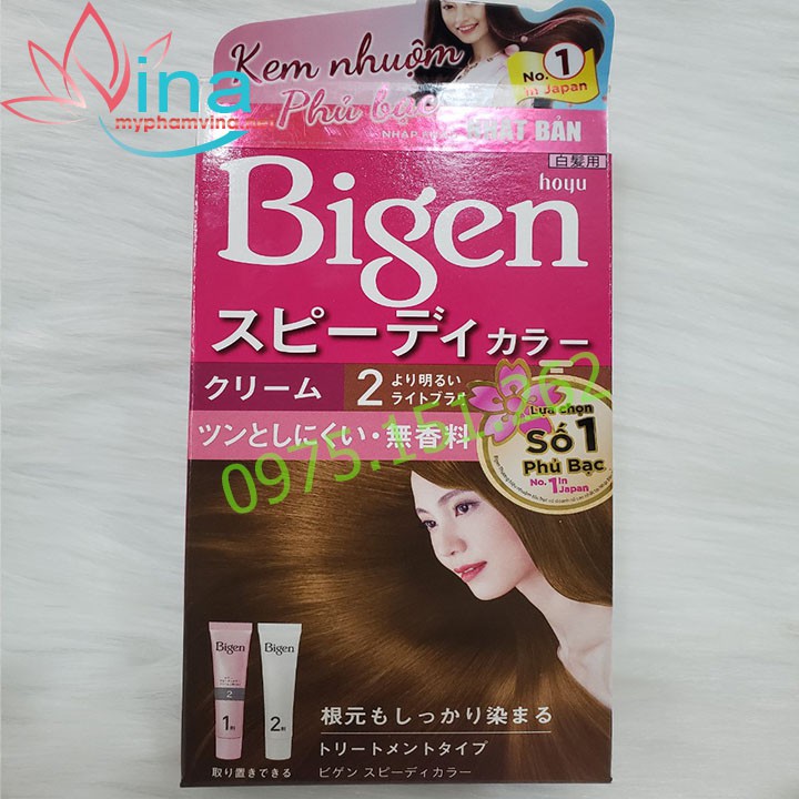 KEM NHUỘM TÓC PHỦ BẠC BIGEN SPEEDY COLOR CREAM SỐ 2 NÂU SÁNG (NHẬT BẢN)